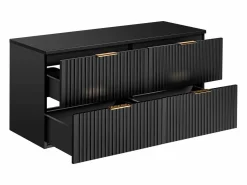 Vente-unique Mueble De Lavabo|Mueble de lavabo suspendido con acabado ranurado y estante, , 120 cm de ancho, Zevara