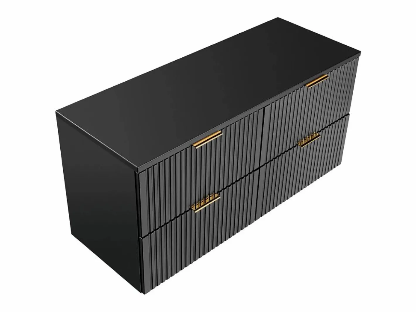 Vente-unique Mueble De Lavabo|Mueble de lavabo suspendido con acabado ranurado y estante, , 120 cm de ancho, Zevara