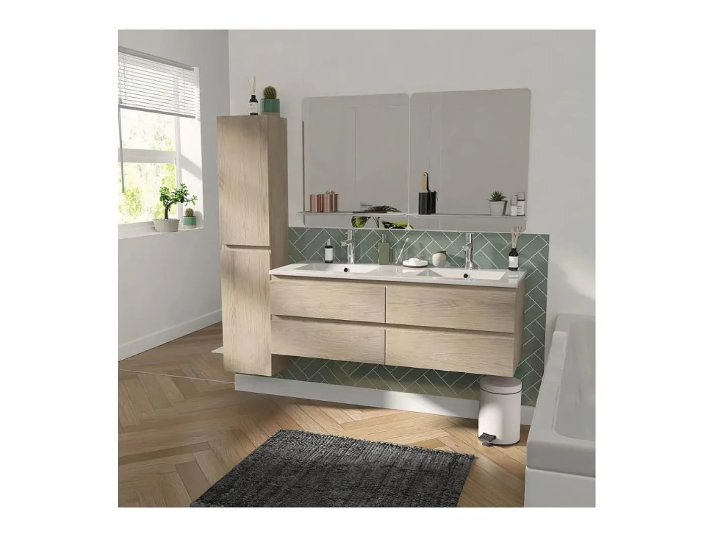 Mueble de lavabo suspendido SORRENTO de 4 cajones, 120 cm^ Discount