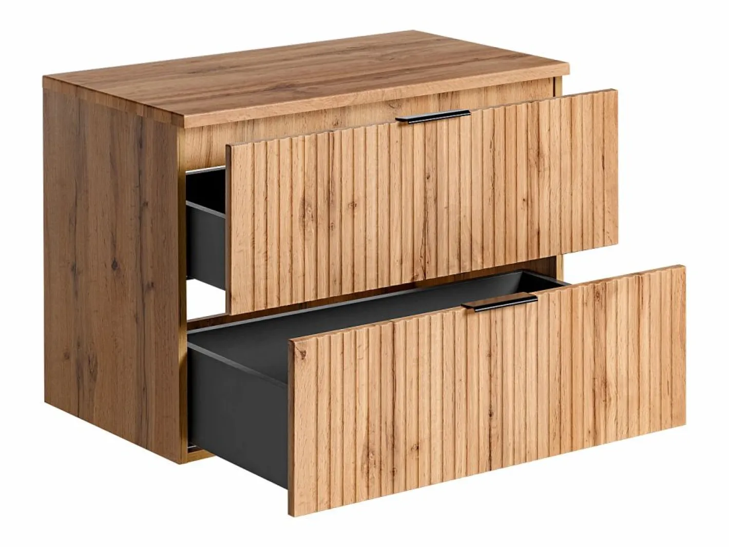 Vente-unique Mueble De Lavabo|Mueble de lavabo suspendido con acabado ranurado y estante, , ancho 80 cm, ZEVARA