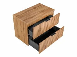 Vente-unique Mueble De Lavabo|Mueble de lavabo suspendido con acabado ranurado y estante, , ancho 80 cm, ZEVARA