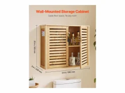 Mueble De Pared Para Baño|Mueble de Pared de Baño SucceBuy, 2 Puertas y Estante Ajustable con 3 Niveles de Altura, Botiquín de Almacenamiento sobre el Inodoro
