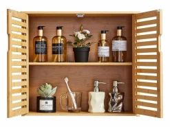 Mueble De Pared Para Baño|Mueble de Pared de Baño SucceBuy, 2 Puertas y Estante Ajustable con 3 Niveles de Altura, Botiquín de Almacenamiento sobre el Inodoro