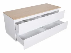 Mueble De Baño Con Doble Lavabo|Mueble de pared SORRENTO de 120 cm con doble fregadero y encimera de madera