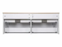 Mueble De Baño Con Doble Lavabo|Mueble de pared SORRENTO de 120 cm con doble fregadero y encimera de madera