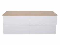 Mueble De Baño Con Doble Lavabo|Mueble de pared SORRENTO de 120 cm con doble fregadero y encimera de madera