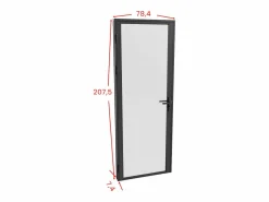 Vente-unique Puerta Con Marco|Mueble de puerta reversible de aluminio y cristal esmerilado - Al. 204 x An. 73 cm - LOXTON