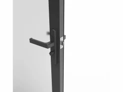 Vente-unique Puerta Con Marco|Mueble de puerta reversible de aluminio y cristal esmerilado - Al. 204 x An. 73 cm - LOXTON