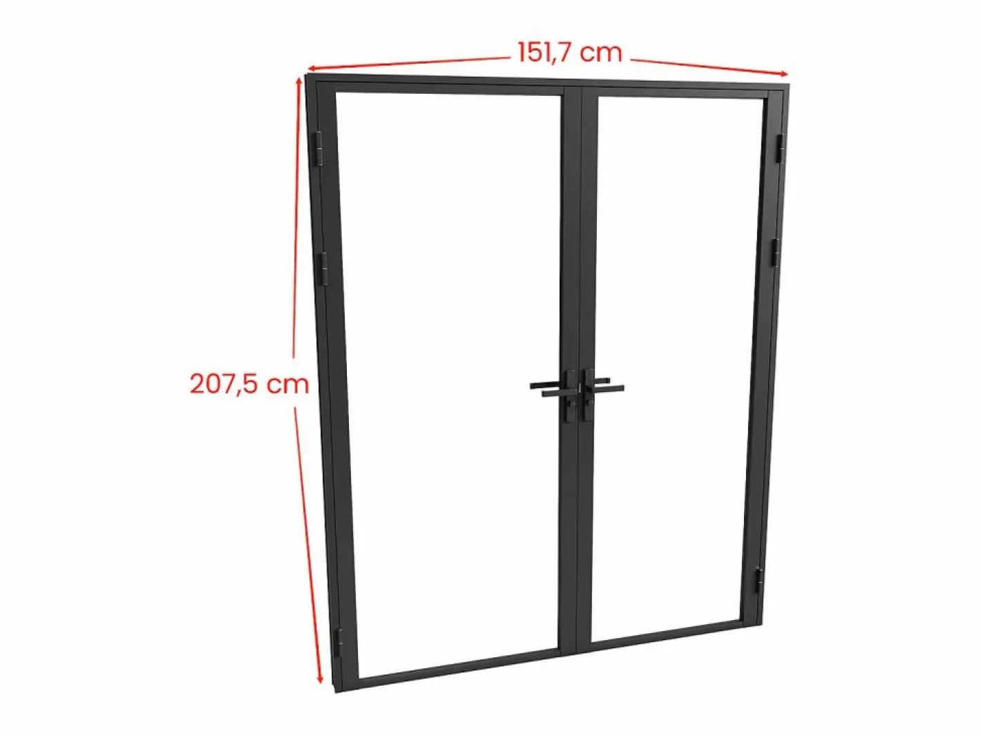 Vente-unique Puerta Con Marco|Mueble de puerta reversible de doble hoja con cristal templado - 2 x Al 204 x An 73 cm - LOXTON