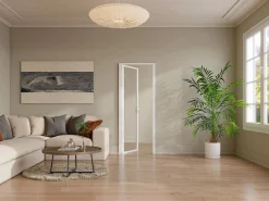 Vente-unique Puerta Con Marco|Mueble de puerta reversible de aluminio y cristal templado - Al. 204 x An. 73 cm - LOXTON