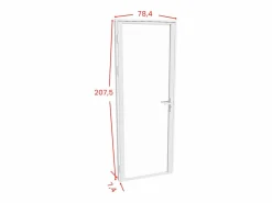Vente-unique Puerta Con Marco|Mueble de puerta reversible de aluminio y cristal templado - Al. 204 x An. 73 cm - LOXTON