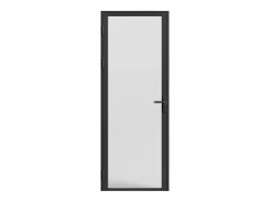 Vente-unique Mueble de puerta reversible de aluminio y cristal esmerilado - Al. 204 x An. 83 cm - LOXTON Negro Outlet