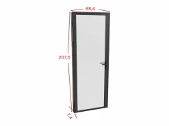 Vente-unique Mueble de puerta reversible de aluminio y cristal esmerilado - Al. 204 x An. 83 cm - LOXTON Negro Outlet