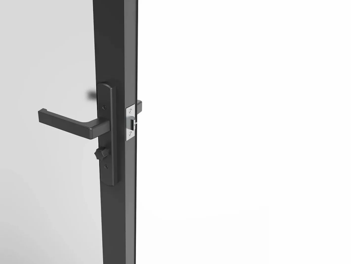 Vente-unique Mueble de puerta reversible de aluminio y cristal esmerilado - Al. 204 x An. 83 cm - LOXTON Negro Outlet