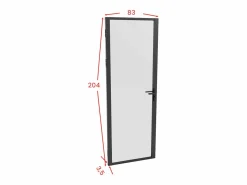 Vente-unique Mueble de puerta reversible de aluminio y cristal esmerilado - Al. 204 x An. 83 cm - LOXTON Negro Outlet