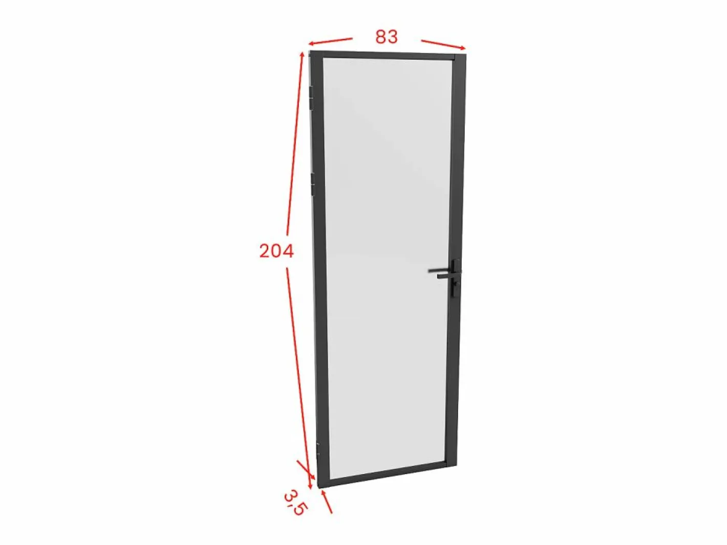 Vente-unique Mueble de puerta reversible de aluminio y cristal esmerilado - Al. 204 x An. 83 cm - LOXTON Negro Outlet