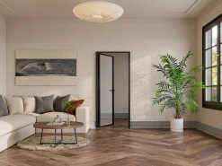 Vente-unique Mueble de puerta reversible de aluminio y cristal templado transparente - Al 204 x An 73 cm - LOXTON Negro Clearance