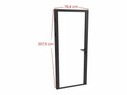 Vente-unique Mueble de puerta reversible de aluminio y cristal templado transparente - Al 204 x An 73 cm - LOXTON Negro Clearance