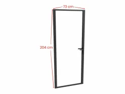 Vente-unique Mueble de puerta reversible de aluminio y cristal templado transparente - Al 204 x An 73 cm - LOXTON Negro Clearance
