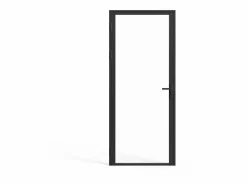 Vente-unique Puerta Con Marco|Mueble de puerta reversible de aluminio y cristal templado transparente - Al 204 x An 83 cm - LOXTON