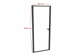 Vente-unique Puerta Con Marco|Mueble de puerta reversible de aluminio y cristal templado transparente - Al 204 x An 83 cm - LOXTON