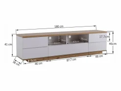 Mueble de televisión escandinavo contemporáneo de 180 cm en madera - 5 puertas + 8 compartimentos - Natural y blanco^ModernLuxe