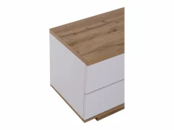 Mueble de televisión escandinavo contemporáneo de 180 cm en madera - 5 puertas + 8 compartimentos - Natural y blanco^ModernLuxe