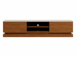 Vente-unique Mueble de TV 2 cajones y 2 estantes con LEDs en MDF - Marrón oscuro y beige - DEVIKA de Pascal MORABITO Color natural oscuro / Beige New