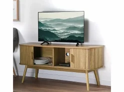 Calicosy Mueble de TV 2 Puertas Corredizas L119 cm - ERNEST Color natural claro New
