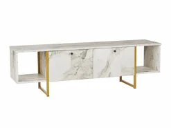 Mueble de TV 2 puertas y 2 estantes - Efecto mármol y dorado - DERANA^Vente-unique Best