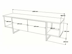 Mueble de TV 2 puertas y 2 estantes - Efecto mármol y dorado - DERANA^Vente-unique Best