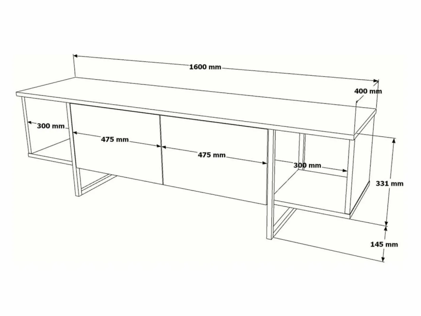 Mueble de TV 2 puertas y 2 estantes - Efecto mármol y dorado - DERANA^Vente-unique Best