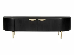Maison Céphy Mueble de TV con 2 puertas de madera de mango y metal dorado - - NEVILI de Negro