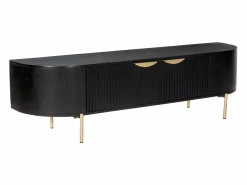 Maison Céphy Mueble de TV con 2 puertas de madera de mango y metal dorado - - NEVILI de Negro