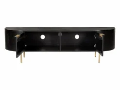 Maison Céphy Mueble de TV con 2 puertas de madera de mango y metal dorado - - NEVILI de Negro