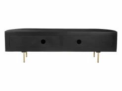Maison Céphy Mueble de TV con 2 puertas de madera de mango y metal dorado - - NEVILI de Negro
