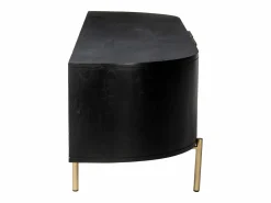 Maison Céphy Mueble de TV con 2 puertas de madera de mango y metal dorado - - NEVILI de Negro