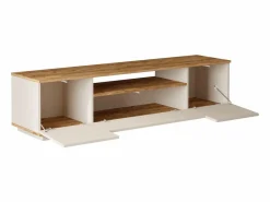Vente-unique Mueble Tv|Mueble de TV con 3 puertas y 1 estante - Beige y natural - LOTULA