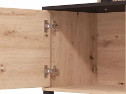 Vente-unique Mueble Tv|Mueble de TV con 4 puertas y 3 estantes - Natural y Negro - NUJA