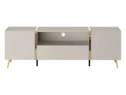 Mueble de TV con 2 puertas, 1 cajón y 1 nicho - Beige y Dorado - MARZIALO^Vente-unique Clearance