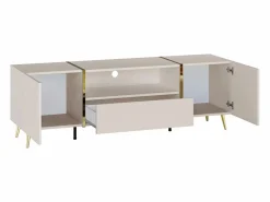 Mueble de TV con 2 puertas, 1 cajón y 1 nicho - Beige y Dorado - MARZIALO^Vente-unique Clearance