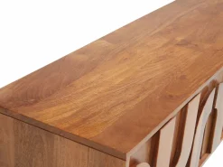 Mueble de TV con 3 puertas de madera de mango y metal negro - Natural - MIZORAM^Maison Céphy Best