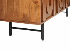 Mueble de TV con 3 puertas de madera de mango y metal negro - Natural - MIZORAM^Maison Céphy Best