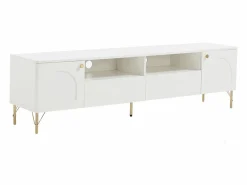 Mueble de TV con 2 puertas, 2 cajones y 2 huecos - y dorado - ALOBARA^Vente-unique New