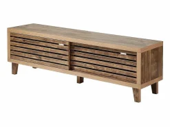 Mueble de TV con 2 puertas correderas de lamas perforadas L140 cm - LIAM^Calicosy Clearance