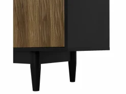 Hauss Spole Mueble de TV con 2 puertas y 3 cajones, diseño ondulado, y natural Negro Outlet