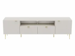 Mueble de TV con 2 puertas, 2 cajones y 2 nichos en MDF y acero - y dorado - YESINIA^Vente-unique Sale