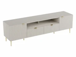 Mueble de TV con 2 puertas, 2 cajones y 2 nichos en MDF y acero - y dorado - YESINIA^Vente-unique Sale