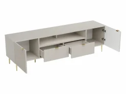 Mueble de TV con 2 puertas, 2 cajones y 2 nichos en MDF y acero - y dorado - YESINIA^Vente-unique Sale