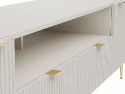 Mueble de TV con 2 puertas, 2 cajones y 2 nichos en MDF y acero - y dorado - YESINIA^Vente-unique Sale